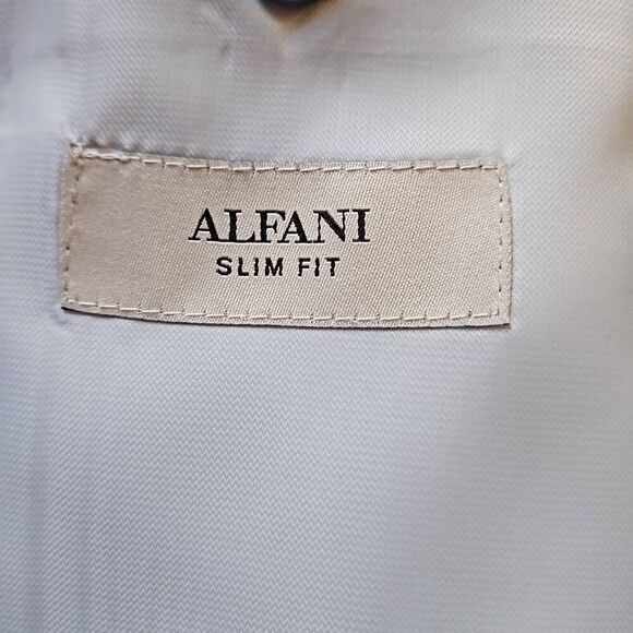 Men's Alfani Suit Jacket Light Grey Blue Plaid 44 Regular - Picture 8 of 9